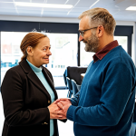 Victim Support & Community**

"A diverse group of people gathered in a bright, modern community center in Amsterdam. A friendly support worker, fully clothed in professional attire, is offering a comforting hand to a woman in her 40s, also fully clothed in modest clothing, who appears thoughtful.  In the background, others are engaging in a calm discussion. The scene is family-friendly and emphasizes empathy and support. Safe for work, appropriate content, perfect anatomy, natural proportions, professional setting, modest, well-lit, high quality."

**